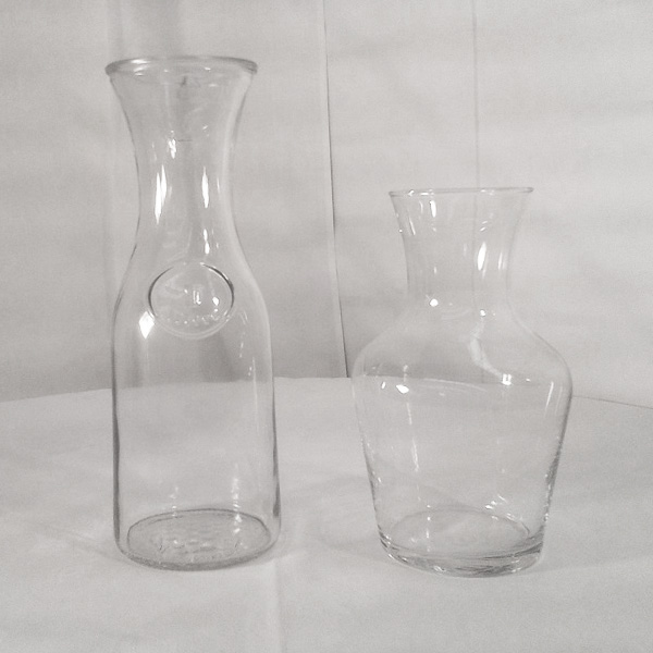 Glass carafe available for event hire