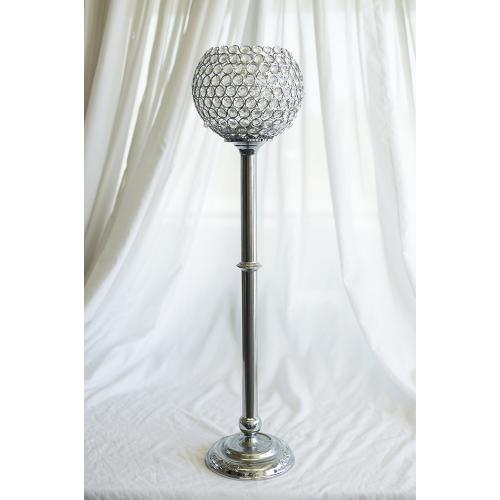 Acrylic Beaded Cup Chrome Candlesticks