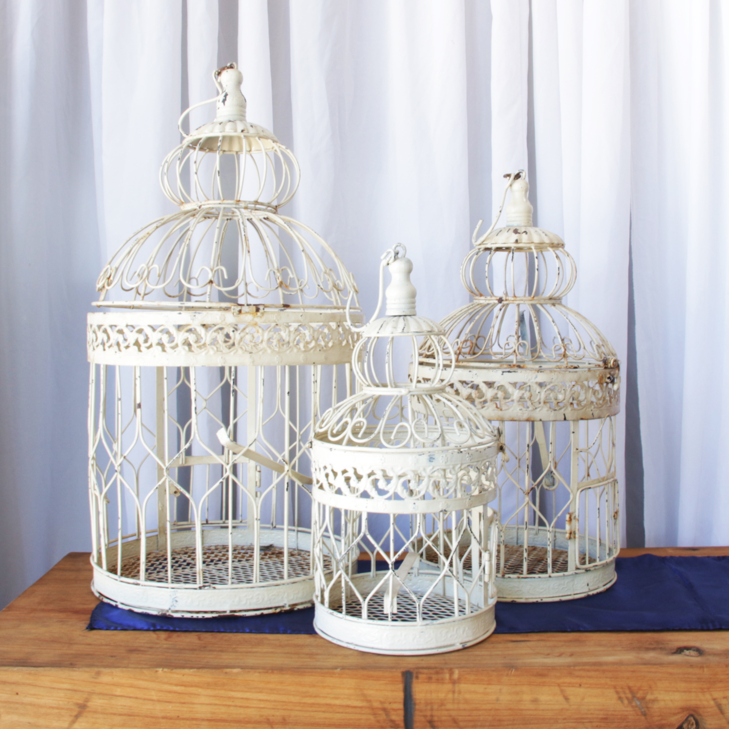 Cream Rustic Birdcages (Set of 3)