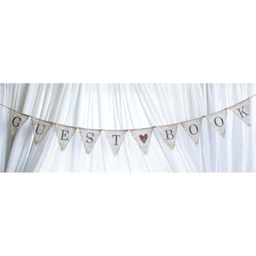 Hessian Bunting 'Guest Book' with Red Heart