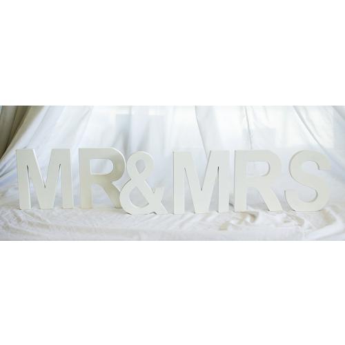 Wooden Freestanding Letters 'Mr & Mrs' - White