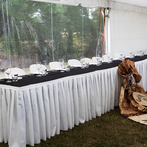 Table skirt - white, black and ivory